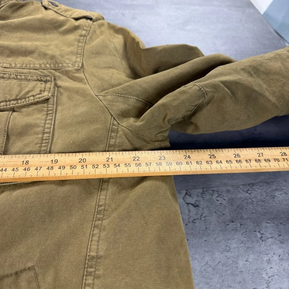 Levis Military Jacket Medn Medium Khaki Brown Hoodie Sherpa Fleece Lined FullZip